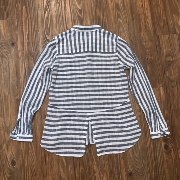 Lucky Brand Striped Button Down Tunic Top - Picture 4 of 6